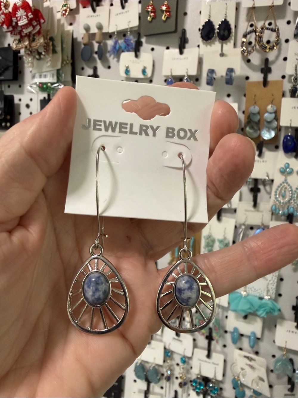 ARTISTIC style silver dangle moonstone blue sunshine earrings set BRAND-NEW